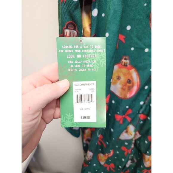 Union Suit Christmas Cheer Cat Light Up One Piece Sleep Suit Large 42/44 New - Picture 5 of 6